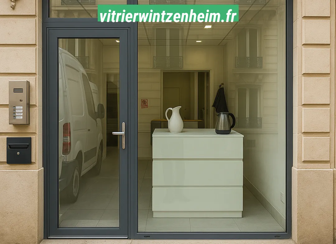 Façade vitrine de magasin en aluminium sur mesure à Wintzenheim